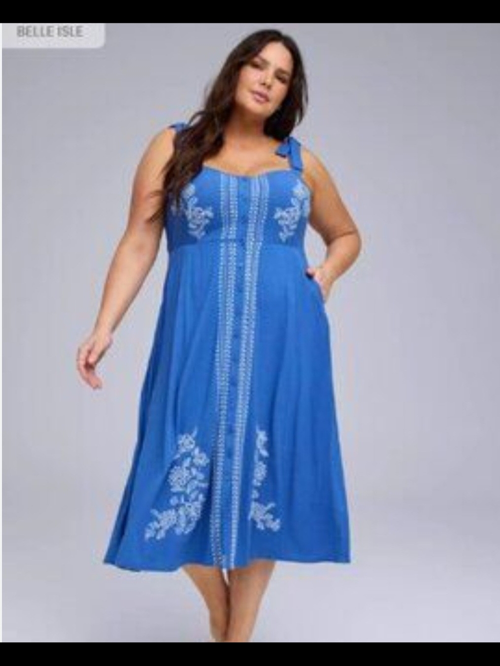 torrid Royal Blue Embroidered Midi Dress